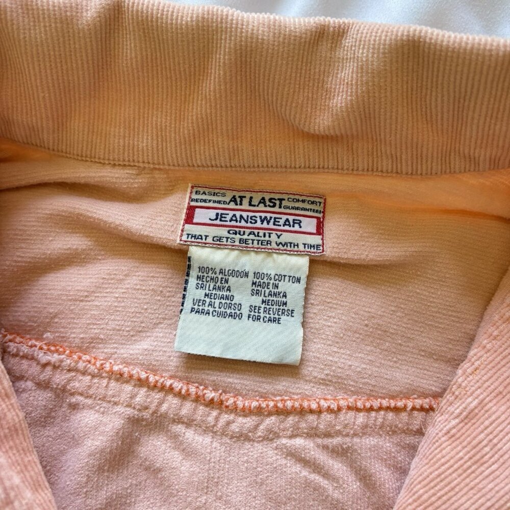 VTG 1980s Jean Jacket Women Small Corduroy Collar Barn Coat Coral Orange Y2K 90s - Picture 5 of 8